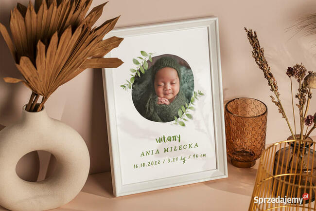 Metryczka na prezent ze zdjęciem urodziny dziecka