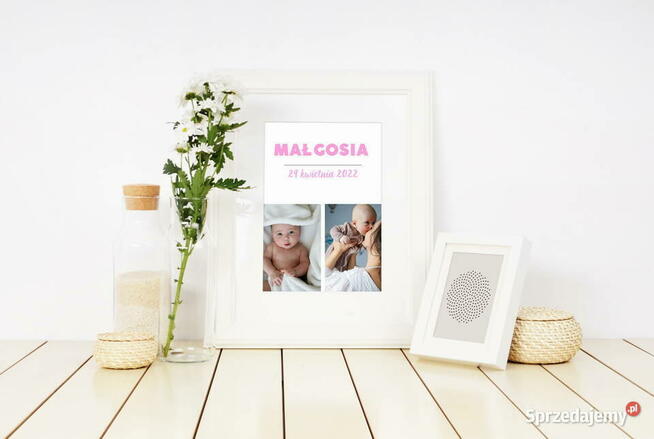 Metryczka ze zdjęciem dziecka prezent pamiątka narodzin