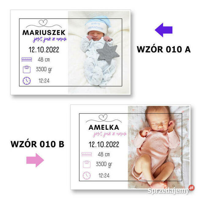 Metryczka dla dziecka na prezent chrzest narodziny zdjęcie