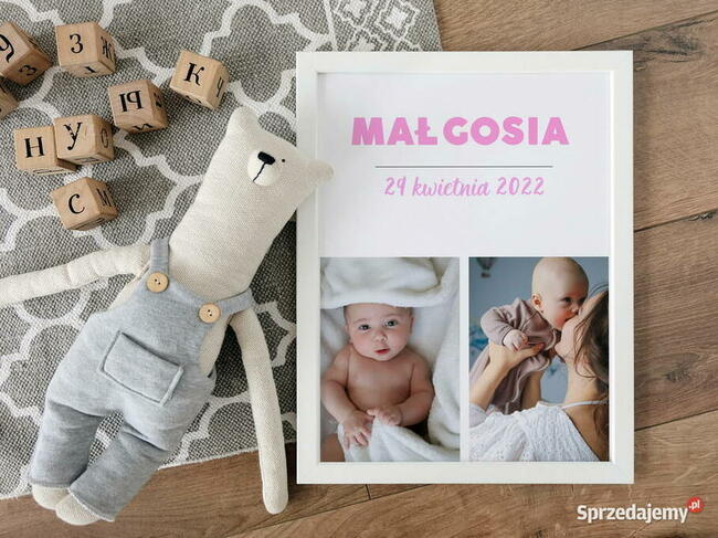 Metryczka ze zdjęciem dziecka prezent pamiątka narodzin