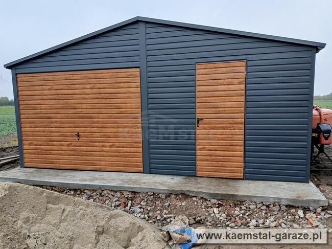 Garaż z blachy drewnopodobnej 5x5 spad w tył