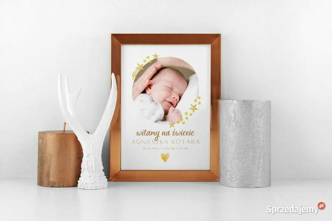 Metryczka dziecka prezent pamiątka chrzest urodziny