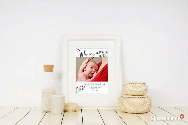 Metryczka dla dziecka ze zdjęciem prezent pamiątka