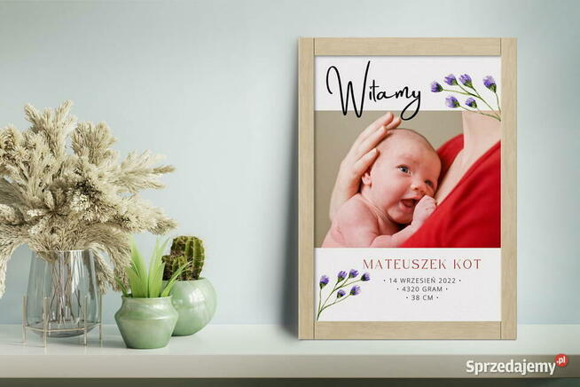 Metryczka dla dziecka ze zdjęciem prezent pamiątka