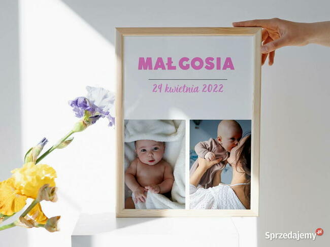 Metryczka ze zdjęciem dziecka prezent pamiątka narodzin