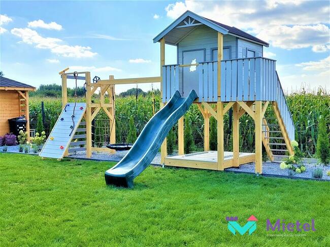 Domek z dużą piaskownicą zestaw dziecięca arkadia ze zjeżdża