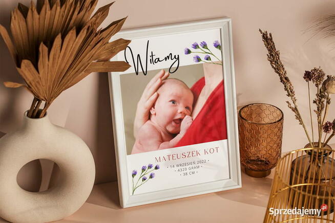 Metryczka dla dziecka ze zdjęciem prezent pamiątka