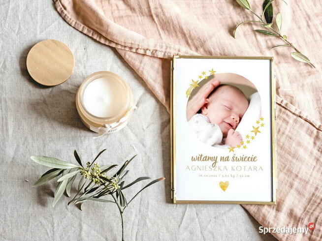 Metryczka dziecka prezent pamiątka chrzest urodziny