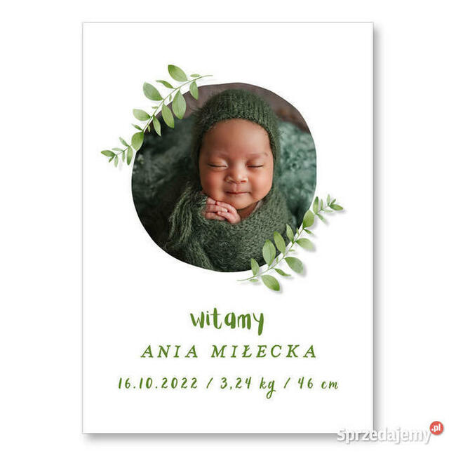 Metryczka na prezent ze zdjęciem urodziny dziecka