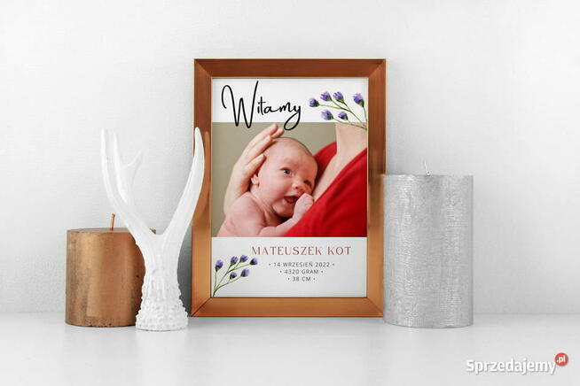 Metryczka dla dziecka ze zdjęciem prezent pamiątka