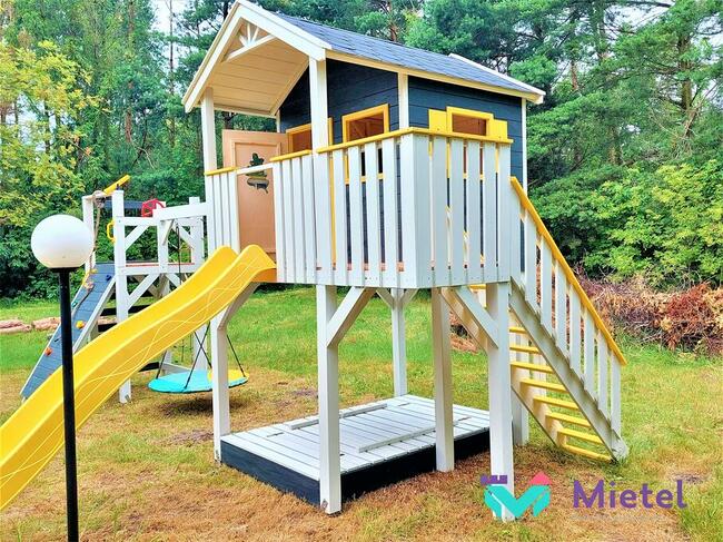 Domek z dużą piaskownicą zestaw dziecięca arkadia ze zjeżdża