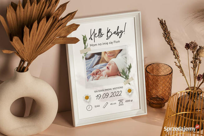 Metryczka zdjęcie dziecka personalizacja urodziny na prezent