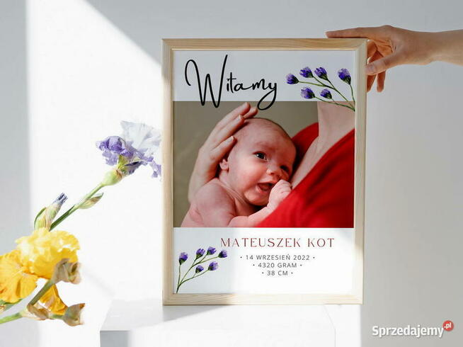 Metryczka dla dziecka ze zdjęciem prezent pamiątka