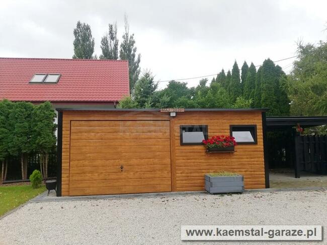 Garaż z blachy drewnopodobnej 5x5 spad w tył