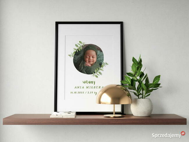 Metryczka na prezent ze zdjęciem urodziny dziecka