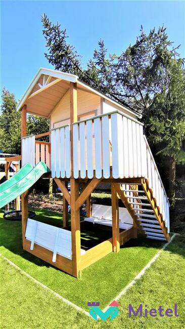 Domek z dużą piaskownicą zestaw dziecięca arkadia ze zjeżdża