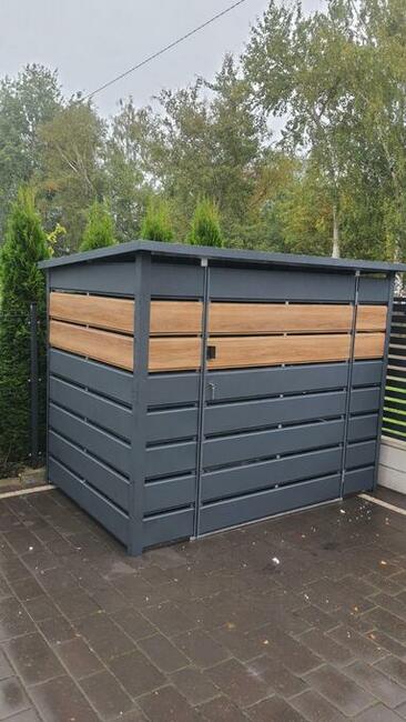 Wiata śmietnikowa blaszana, schowek na pojemniki na śmieci,