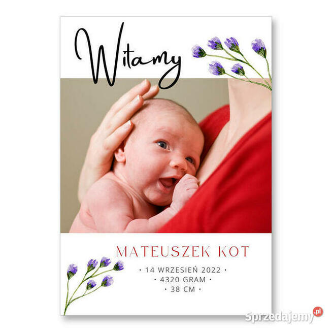 Metryczka dla dziecka ze zdjęciem prezent pamiątka