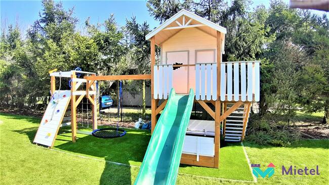 Domek z dużą piaskownicą zestaw dziecięca arkadia ze zjeżdża