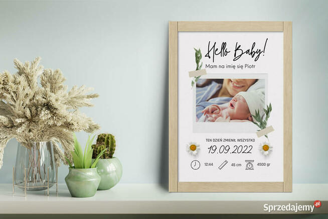 Metryczka zdjęcie dziecka personalizacja urodziny na prezent