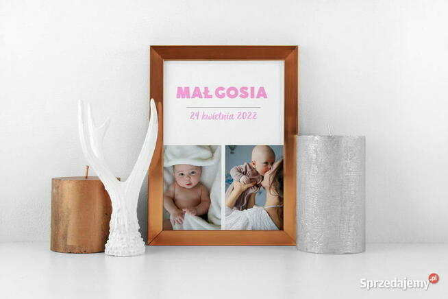 Metryczka ze zdjęciem dziecka prezent pamiątka narodzin