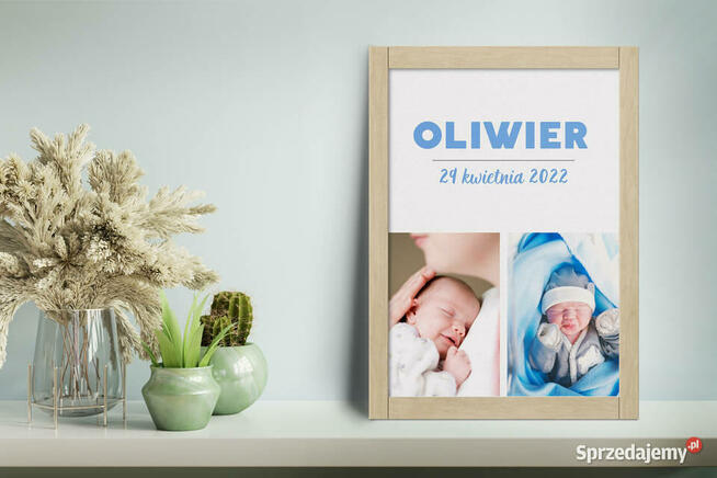 Metryczka ze zdjęciem dziecka prezent pamiątka narodzin