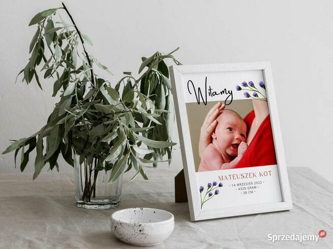Metryczka dla dziecka ze zdjęciem prezent pamiątka