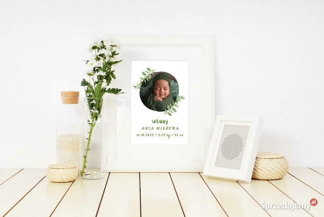 Metryczka na prezent ze zdjęciem urodziny dziecka