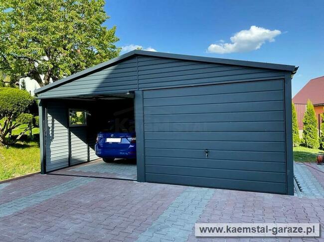 Garaż z blachy drewnopodobnej 5x5 spad w tył