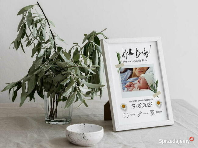 Metryczka zdjęcie dziecka personalizacja urodziny na prezent