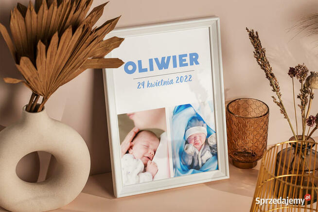 Metryczka ze zdjęciem dziecka prezent pamiątka narodzin