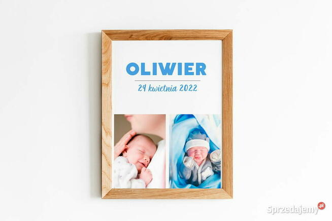 Metryczka ze zdjęciem dziecka prezent pamiątka narodzin