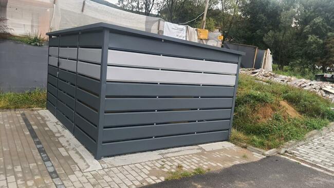 Wiata śmietnikowa blaszana, schowek na pojemniki na śmieci,