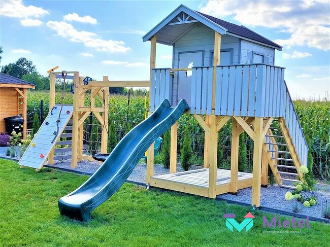 Domek z dużą piaskownicą zestaw dziecięca arkadia ze zjeżdża