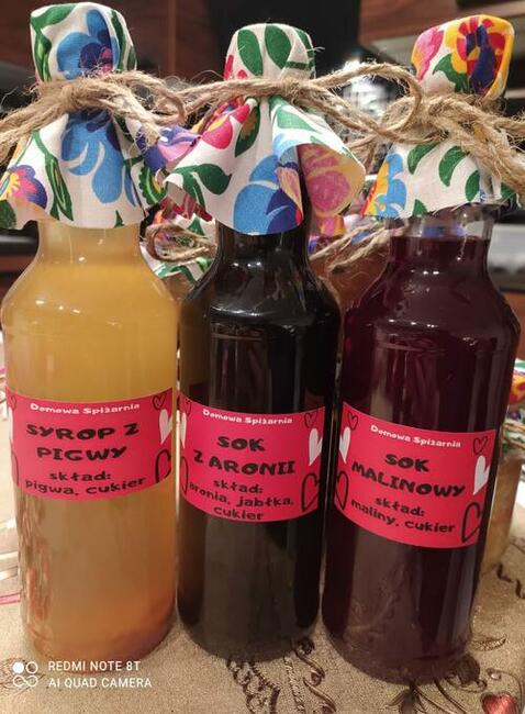 DOMOWE PRZETWORY - SOK Z MALIN, SOK Z ARONII, SYROP Z PIGWY