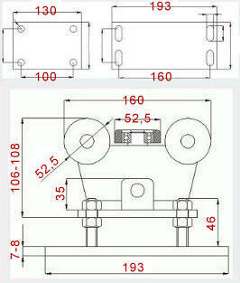 Wózek z regulacją wys. brama przesuwna profil 60x60x3