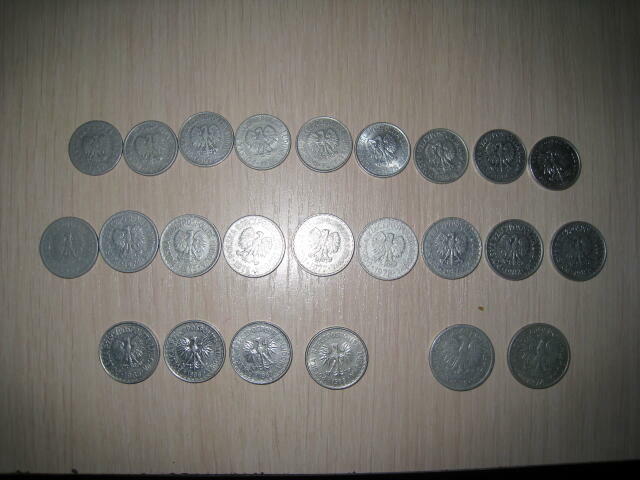 Monety z czasów PRL 1, 5, 10, 20, 50 gr. 1 zł. 2 zł.