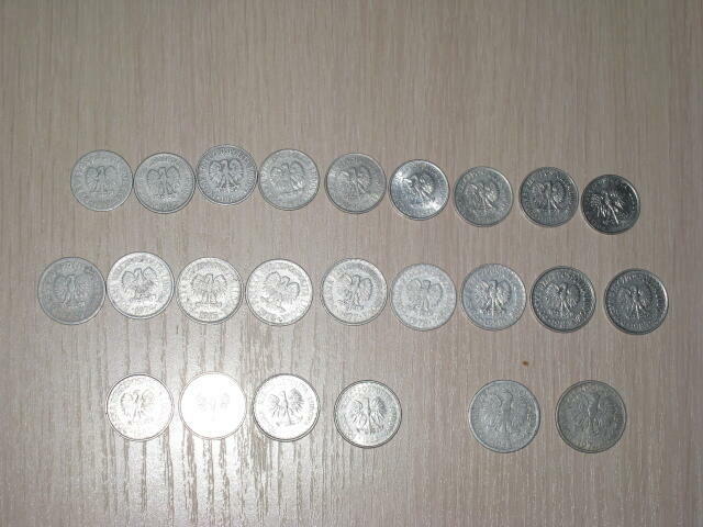 Monety z czasów PRL 1, 5, 10, 20, 50 gr. 1 zł. 2 zł.