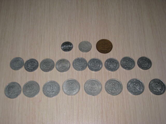 Monety z czasów PRL 1, 5, 10, 20, 50 gr. 1 zł. 2 zł.