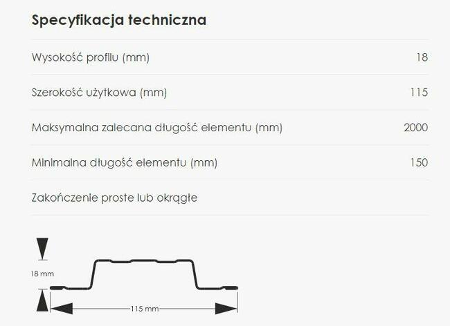 Sztacheta metalowa dwustronnie malowana matowa na wymiar