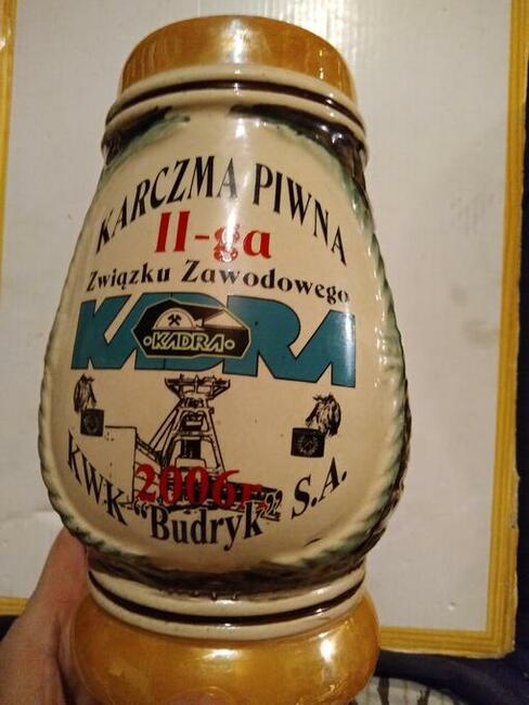 Kufel okolicznościowy z karczmy piwnej KWK Budryk 2006 rok.