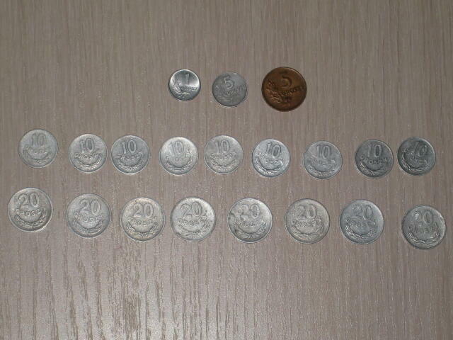 Monety z czasów PRL 1, 5, 10, 20, 50 gr. 1 zł. 2 zł.