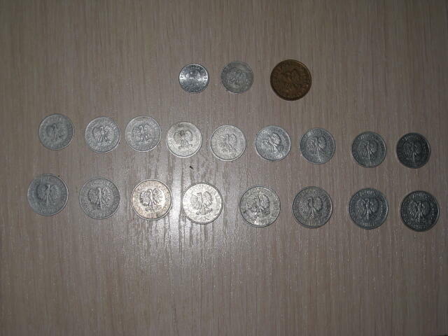 Monety z czasów PRL 1, 5, 10, 20, 50 gr. 1 zł. 2 zł.