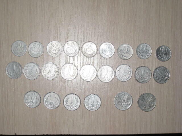 Monety z czasów PRL 1, 5, 10, 20, 50 gr. 1 zł. 2 zł.