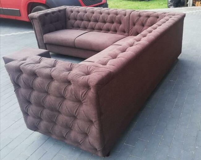 głęboki pik chesterfield narożnik glamour velur mega styl