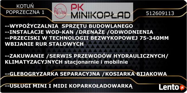 minikoparka przeciski zakuwanie przewodów miniładowarka