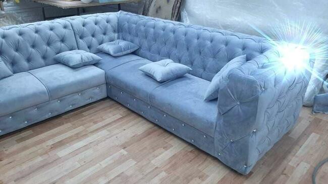 głęboki pik chesterfield narożnik glamour velur mega styl