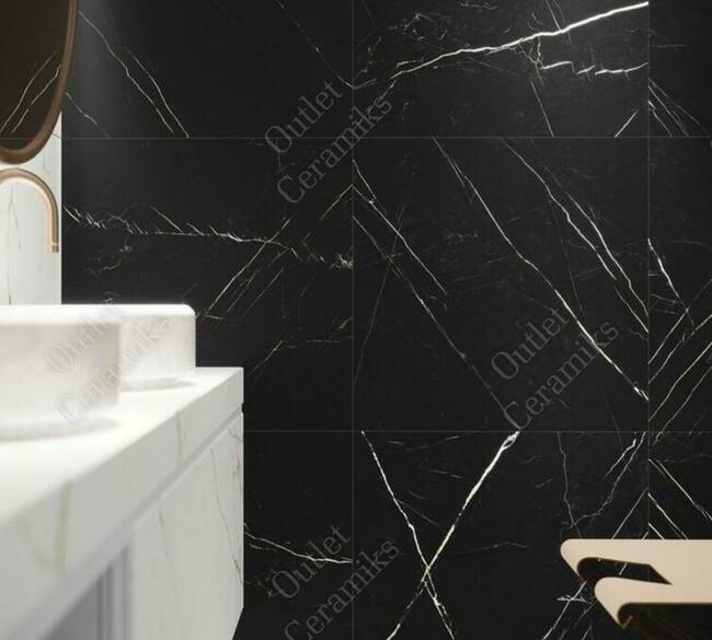 Płytki łazienkowe matowe czarny marmur Klaro black 120x60