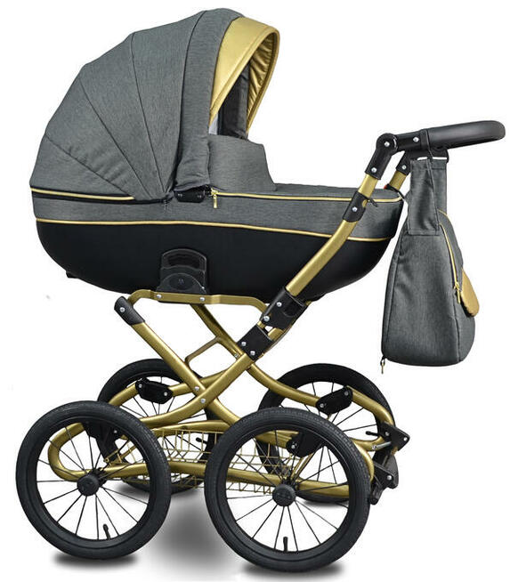 KLASYCZNY Złoty Wózek Dziecięcy Fabero Retro 3w1 Classic