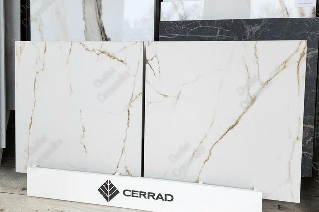 Płytki łazienkowe matowe 120x60 Klaro white marmur ze złotem